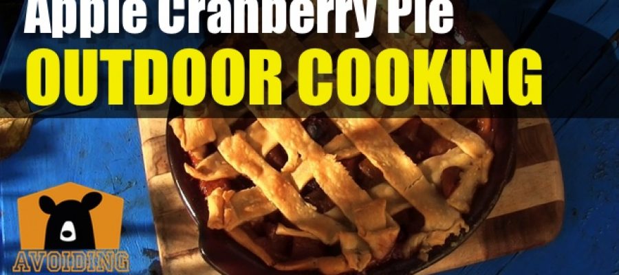 Baking a Apple Cranberry Pie Outdoors in A Cast Iron Dutch Oven