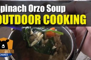Backpacking Meal Spinach Orzo Soup Using Firebox Stove and Zebra Pot