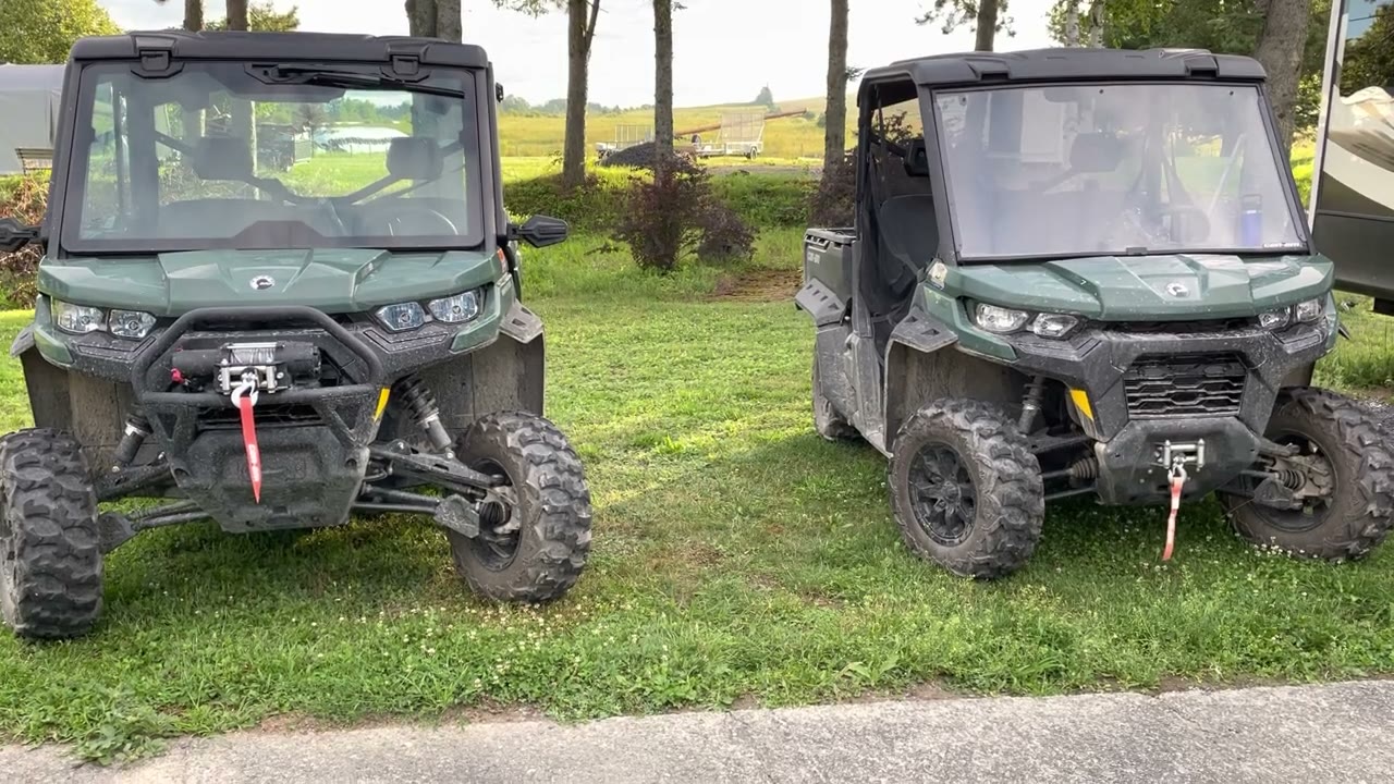Can-Am Defender with soft full doors installed for cold-weather riding
